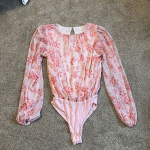 Pink Lily Floral Pink Bodysuit